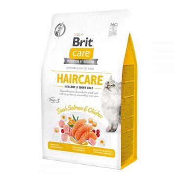 Brit Care Cat Grain-Free Haircare Healthy and Shiny Coat сухий корм для кішок 7кг 62275 фото