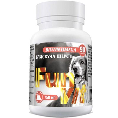 Витамины FunVit Biotin-Omega - для шерсти собак 90 таб 61487 фото