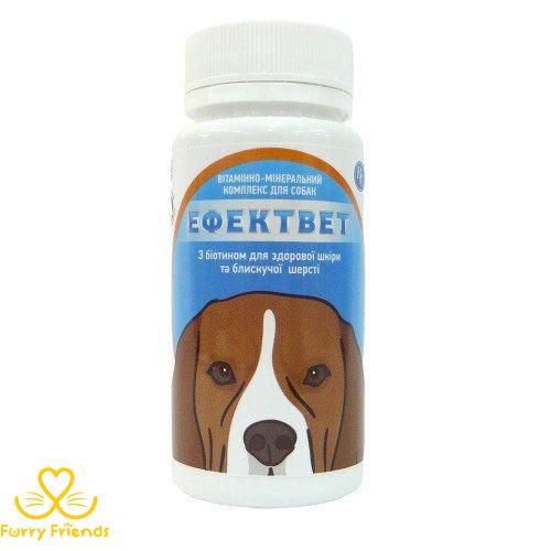 Эффектвет витамины для собак с биотином для шерсти, 100 таблеток Украина 35515 фото
