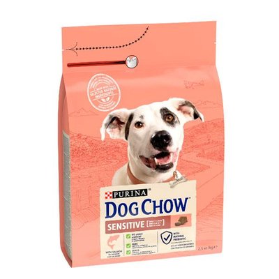 Dog Chow Sensitive Adult 1+ сухой корм для собак с чувствительным пищеварением с лососем 2,5 кг 62435 фото