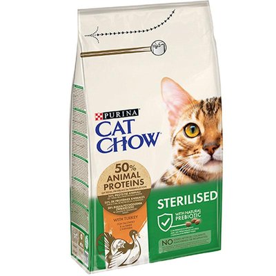 Cat Chow Sterilized сухой корм для стерилизованных котов с индейкой 1,5кг 329516 64399 фото