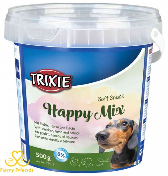 Happy Mix лакомство для собак курица, ягненок, лосось, Трикси 31495, 500г Happy Mix лакомства для собак, 17245 фото