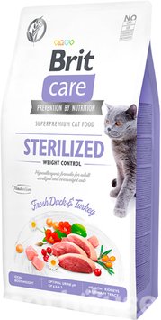 Сухий корм для стерелізованних котів із зайвою вагою Brit Care Cat GF Sterilized Weight Control 7 кг (качка і індичка) 30330319 фото