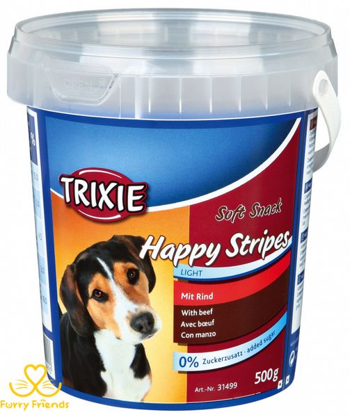 Happy Stripes - ласощі для собак з яловичиною 500 г, Тріксі 31499 Вітаміни для собак відро пластик Happy 17246 фото