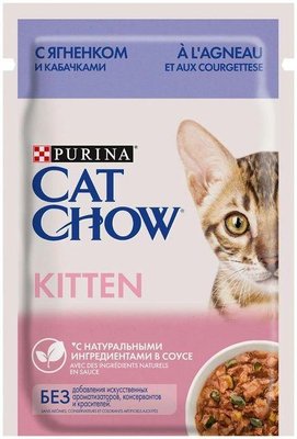 Cat Chow влажный корм для котят ягненок и цуккини в желе 85г 72461 фото