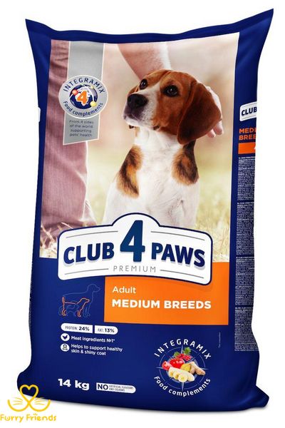 Акция Club 4 paws (Клуб 4 лапы) Medium Bread Duck для собак средних пород с уткой 14кг 74807 фото