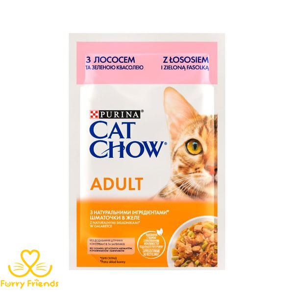 Cat Chow Adult консерва для кошек с лососем и зеленой фасолью, 85 г 39055 фото