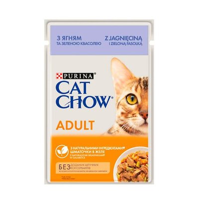 Cat Chow Adult консерва для кошек с ягненком и зеленой фасолью, 85 г 39056 фото