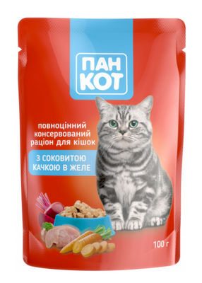 ПанКот консервы для кошек утка в желе пауч 100г 141043140992 58844 фото