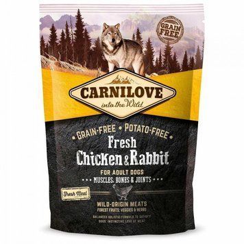Carnilove Fresh Chicken Rabbit for Adult dogs Сухий корм для дорослих собак усіх порід із куркою та кроликом 1,5 кг 75194 фото