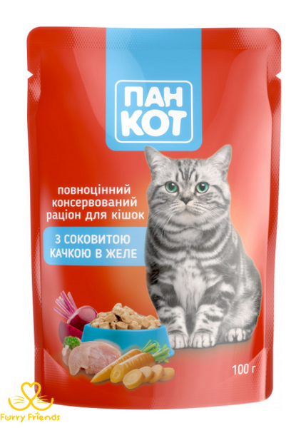 ПанКот консервы для кошек утка в желе пауч 100г 141043140992 58844 фото