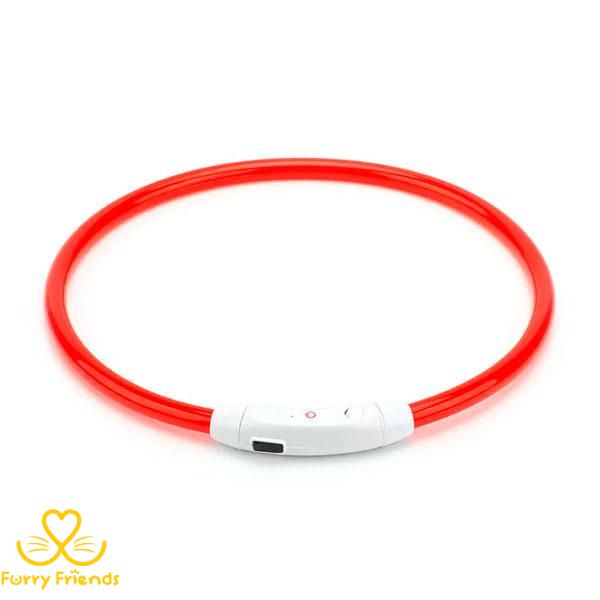 Нашийник для собак світний з USB-зарядкою 35 см Червоний 35712 фото