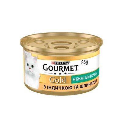 Gourmet Gold нежные биточки для кошек с индейкой и шпинатом, 85 г 85 г 32286 фото