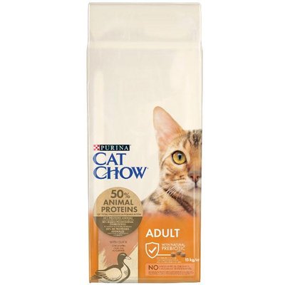 Cat Chow Adult сухой корм для кошек с уткой 15 кг 57673 фото