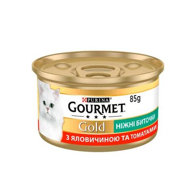 Gourmet Gold биточки для кошек с говядиной и томатом, 85 г 85 г 32288 фото