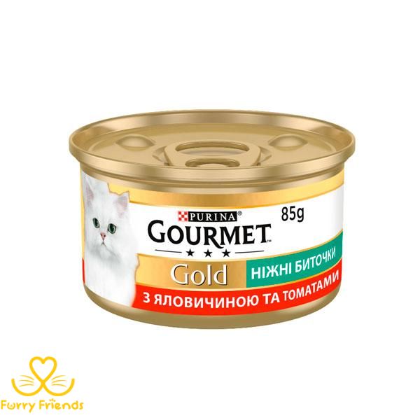 Gourmet Gold биточки для кошек с говядиной и томатом, 85 г 85 г 32288 фото