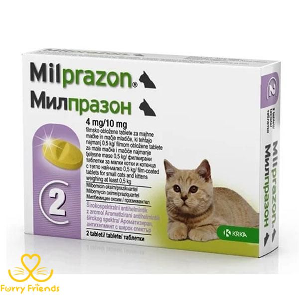 Милпразон 4 таблетки для кошек 4,0мг КРКА 0,5кг-2кг 55571 фото