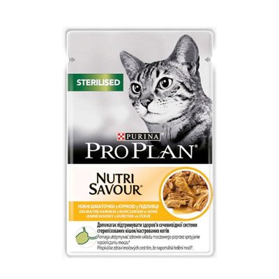 Pro Plan Sterilised Nutrisavour консерва для стерилизованных кошек в соусе с курицей, 85 г 85 г 35112 фото