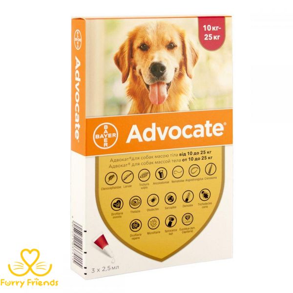 Advocate (Адвокат) капли от блох и клещей для собак 10 - 25кг 46649 фото