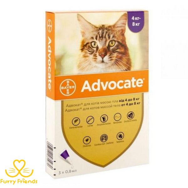 Bayer Advocate средство против блох и клещей для кошек, упаковка 4-8кг 50113 фото