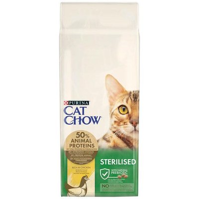 Cat Chow Sterilised сухой корм для стерилизованных кошек с курицей 15 кг 14447 фото