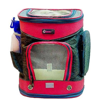 Рюкзак квадрат із сіткою 34х40х30 см сіро-рожевий 74418 фото