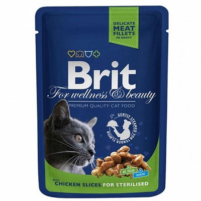 Brit Premium Cat pouch для стерилизованных кошек с курицей 100г 30582 фото