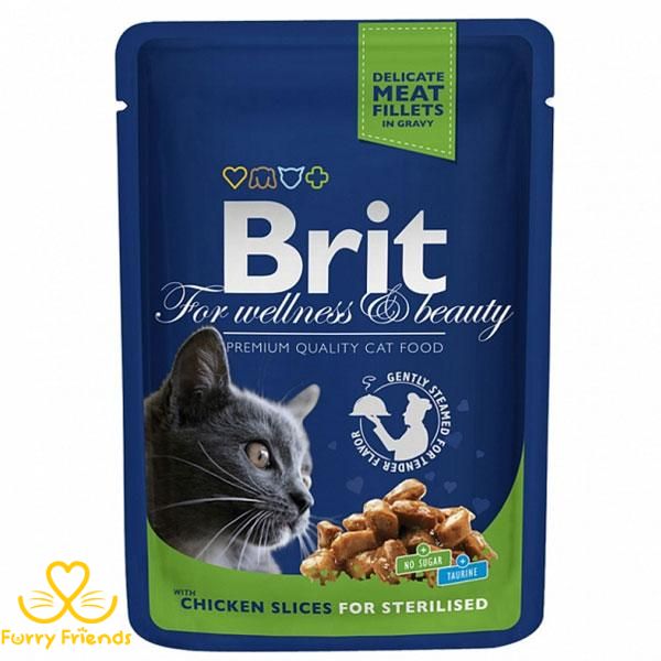Brit Premium Cat pouch для стерилізованих кішок з куркою 100г 30582 фото