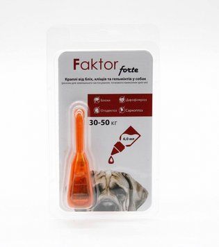 Faktor forte - капли для собак от блох, клещей, гельминтов 6мл 30-50кг 1 пипетка 55599 фото