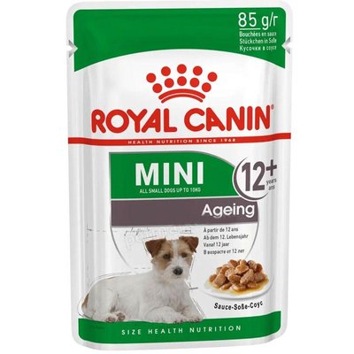 Royal Canin Mini Ageing +12 для собак мелких пород старше 12 лет фарш в соусе 85 г 65779 фото