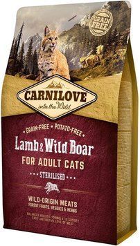 Carnilove Lamb Wild Boar Sterilised Сухий корм для дорослих стерилізованих кішок 0,4 кг 74671 фото