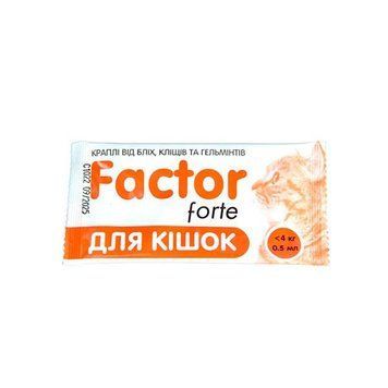 Faktor forte капли для котов от блох, клещей, гельминты, 1 пипетка 1мл до 4кг 68362 фото