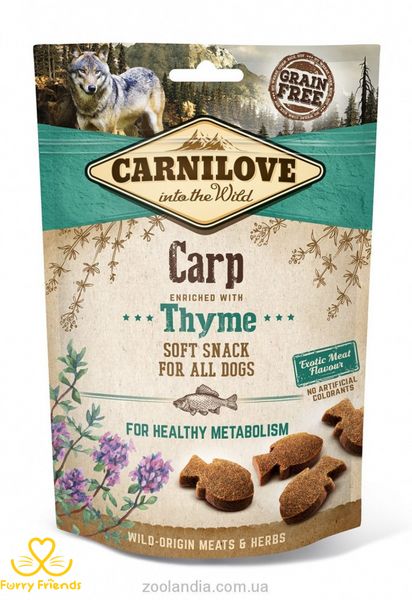 Ласощі Carnilove Dog Soft Snack для собак з карпом і чебрецем 200 г 73737 фото