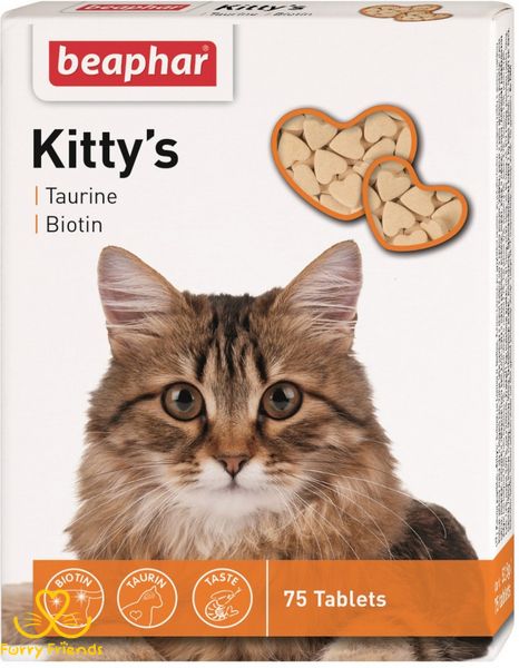 Kittys +Taurin +Biotin Лакомство с таурином и биотином 75 таблеток 6871 фото