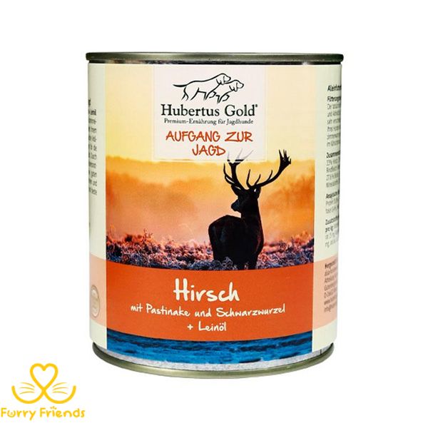 Hubertus Gold консервы для собак с олениной, пастернаком, чёрным корнем и льняным маслом 800 гр 118484 65271 фото