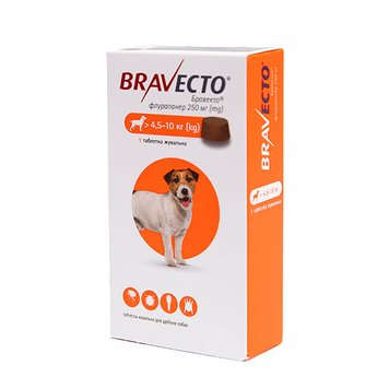 Таблетка Бравекто (Bravecto) для собак 4,5 - 10 кг 30638 фото