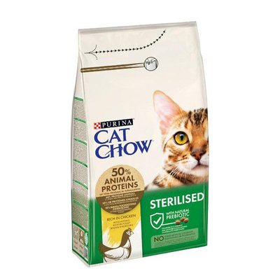 Cat Chow Sterilised сухой корм для стерилизованных кошек с курицей 1,5 кг 26660 фото