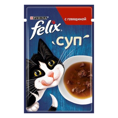 Purina Felix Вологий корм, суп для кішок із яловичиною 48 г 67471 фото