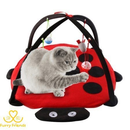 Игровой развивающий коврик с игрушками для кошек 55*55*35 см 60532 фото