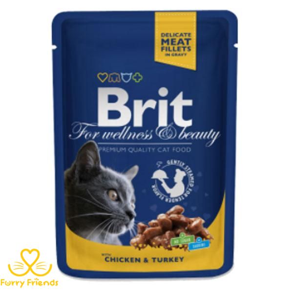 Brit Premium Cat pouch с курицей и индейкой 100г 30714 фото